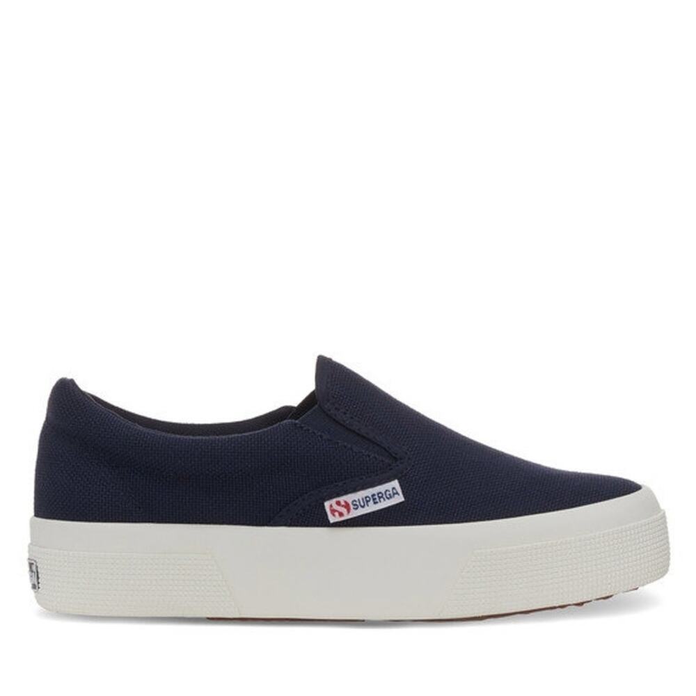 Superga Unisex Avorio Platform Slip On Sneakers Shoes Navy Blue Size 8M/9.5W NWT